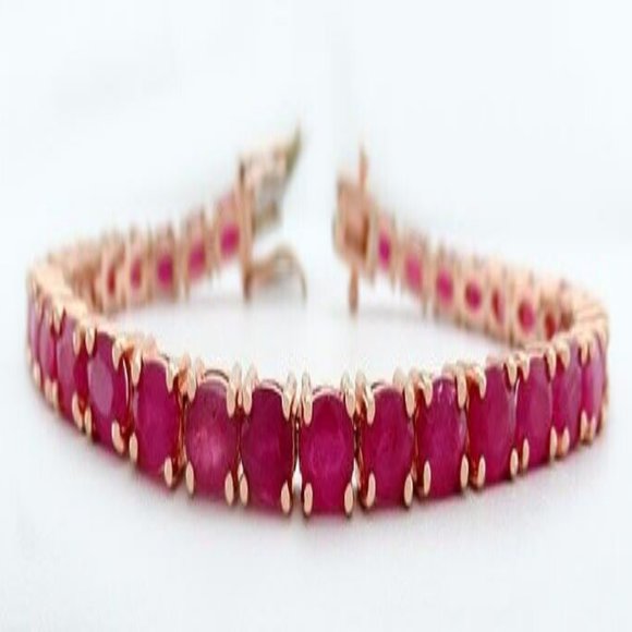 Genuine 11.55 Cts Rubies Tennis Bracelet .925 Sterling Silver - NWT